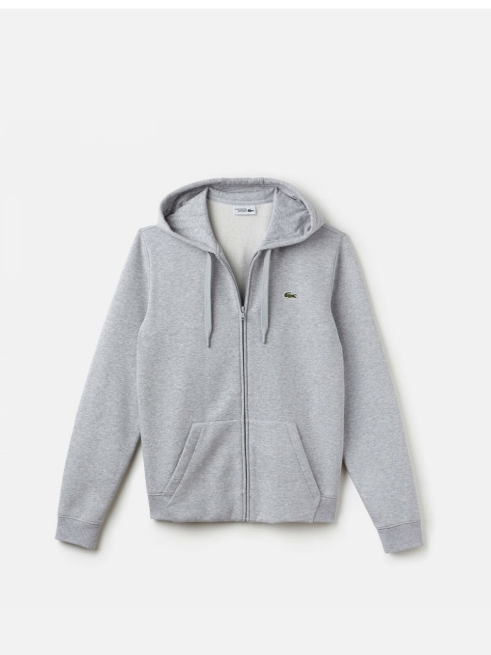 Lacoste Heather Gray Full-Zip Hooded Sweatshirt